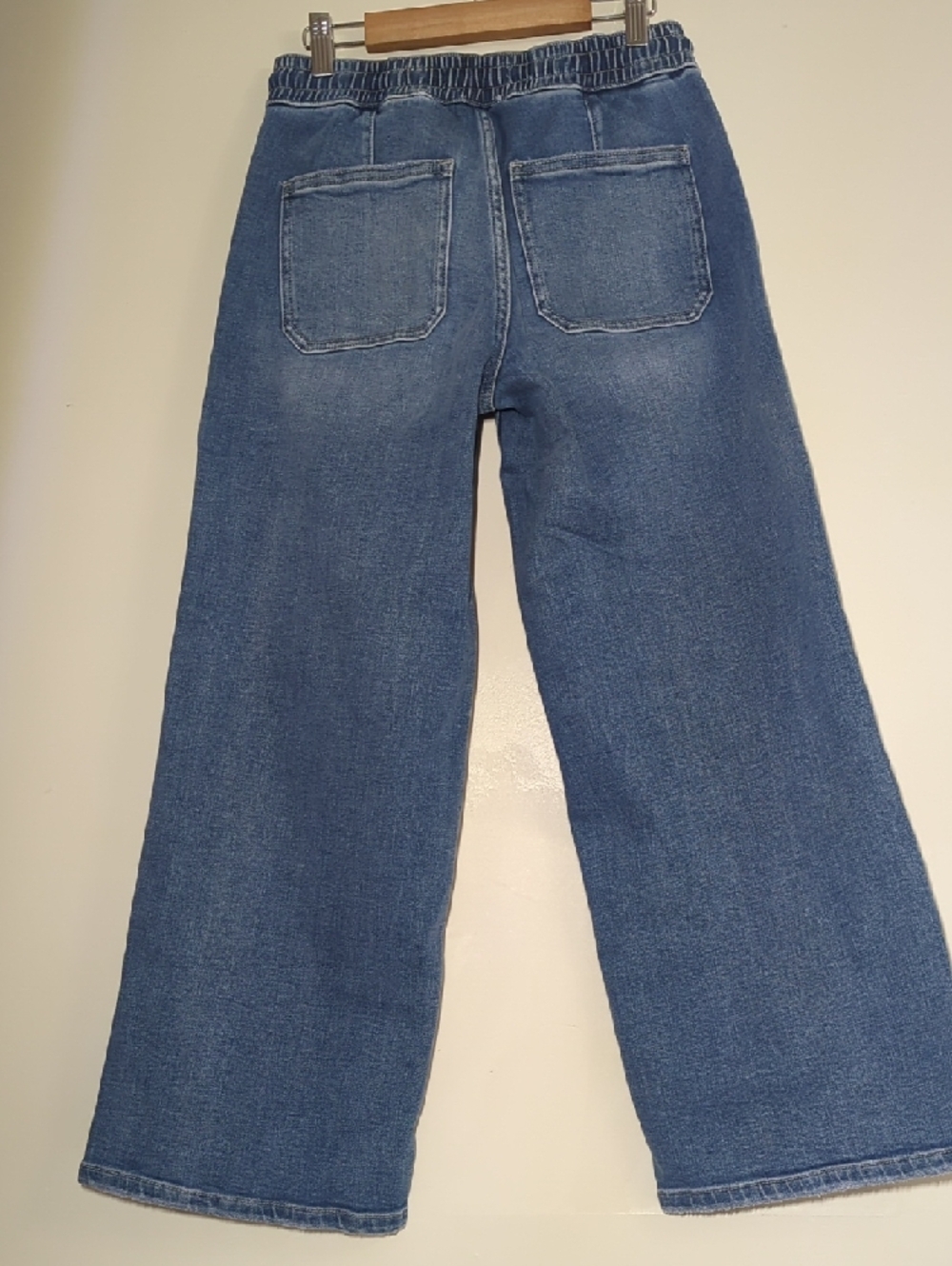 VERVET  Women's Light Blue Cropped Wide-Leg Jeans with Drawstring Waist - Picture 5 of 7